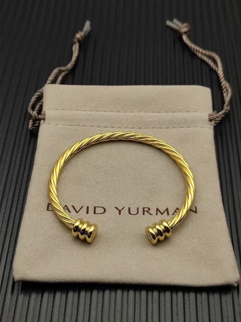 David Yurman Gold Double-Headed Three-Stone Bracelet